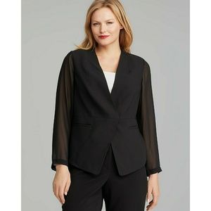 New! VINCE CAMUTO Chiffon Sleeve Black Crepe Jacket Blazer Plus Size 20W